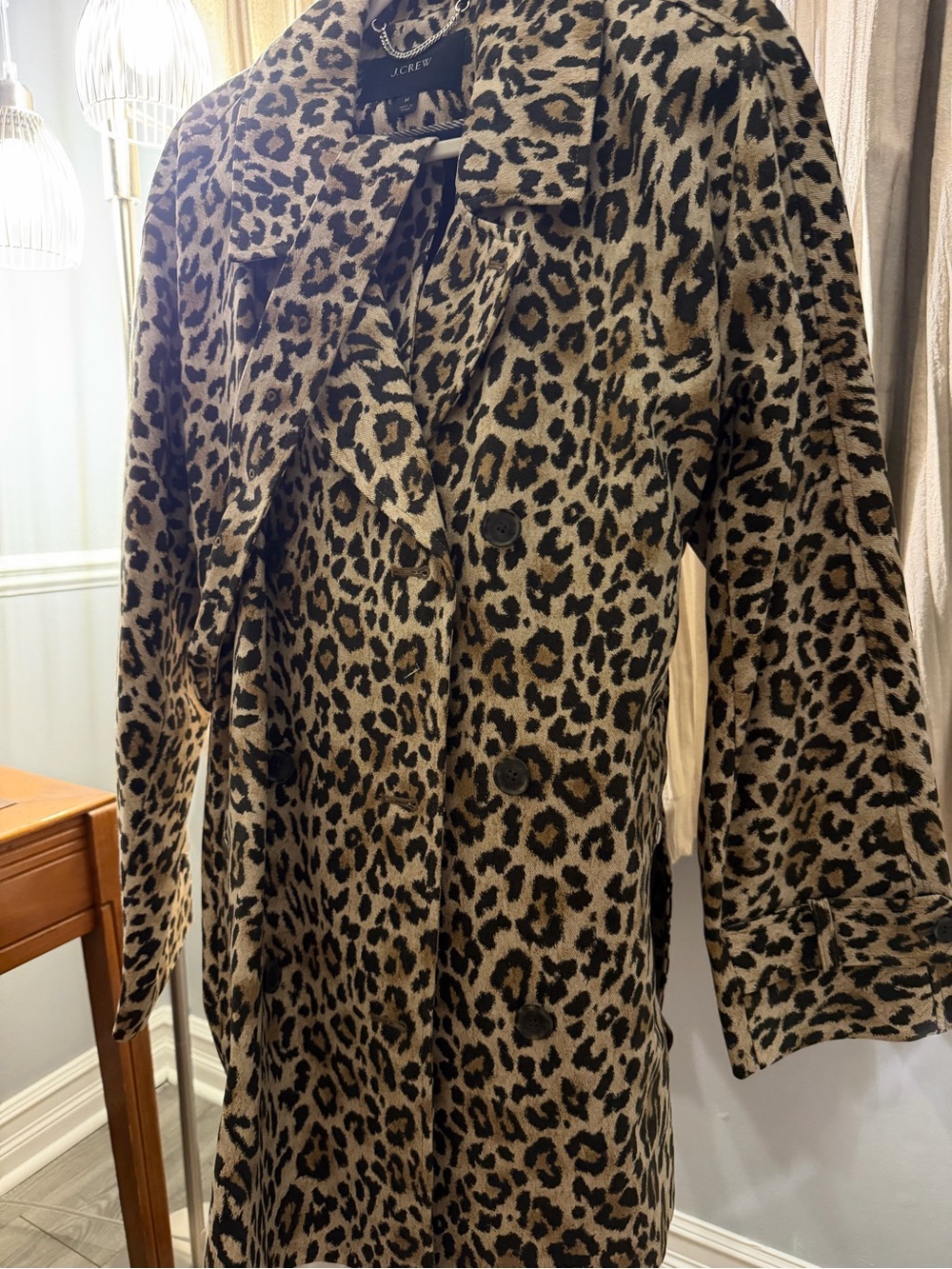 J. Crew Leopard Print Women's Trench Coat size medium new without tags - Picture 3 of 4